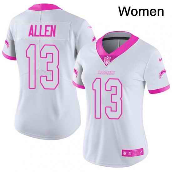 Womens Nike Los Angeles Chargers 13 Keenan Allen Limited WhitePink Rush Fashion NFL Jersey
